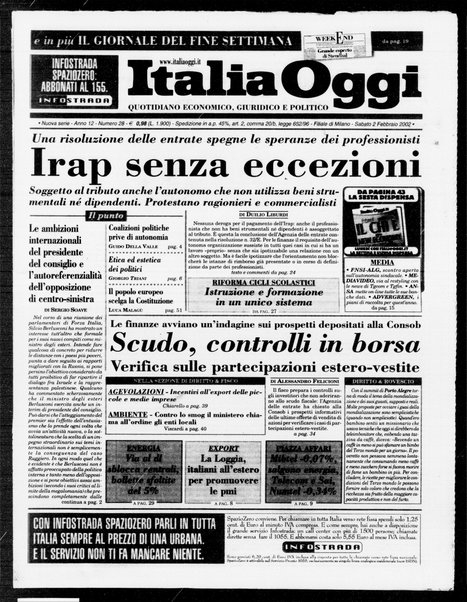 Italia oggi : quotidiano di economia finanza e politica